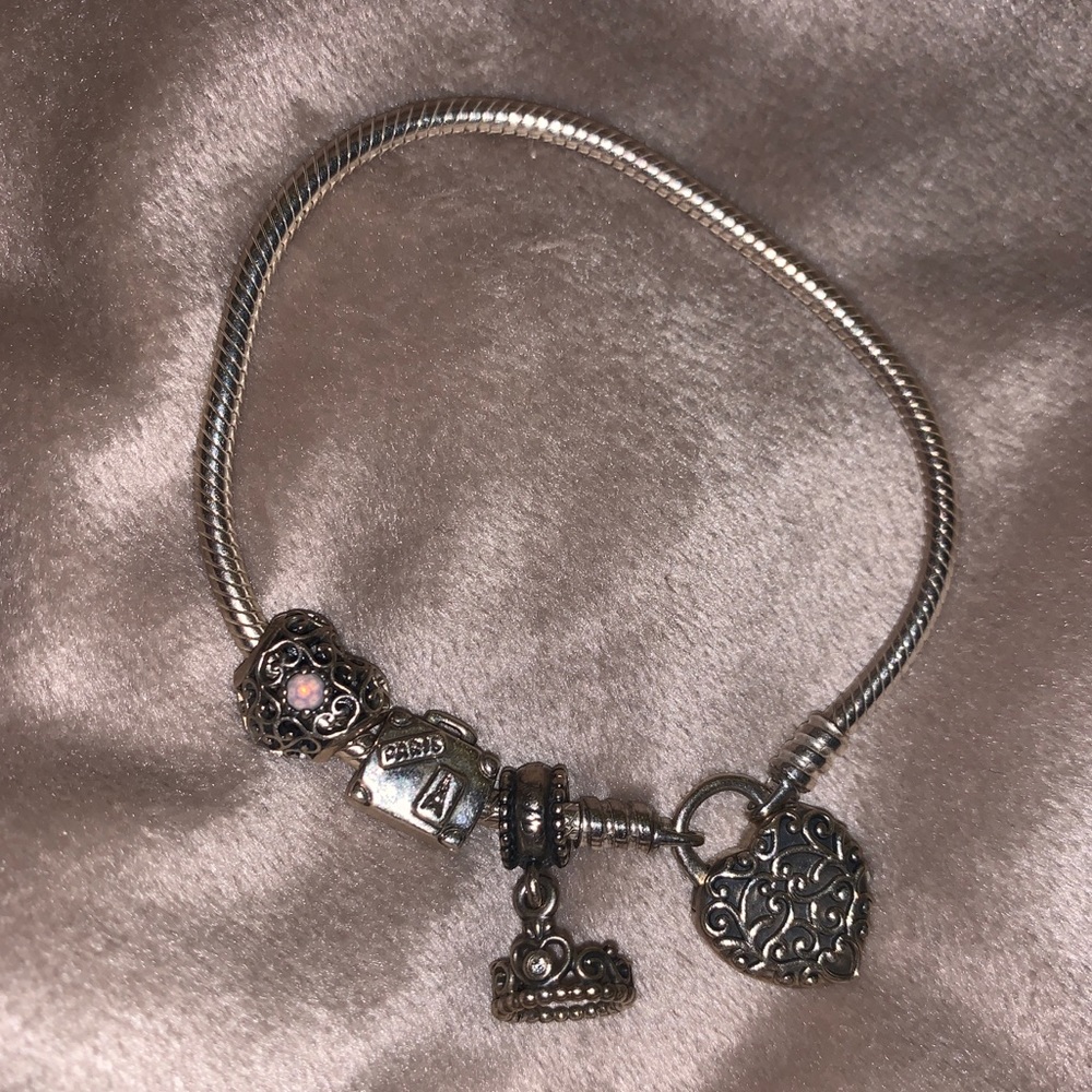 Pandora bracelet with 3 charms